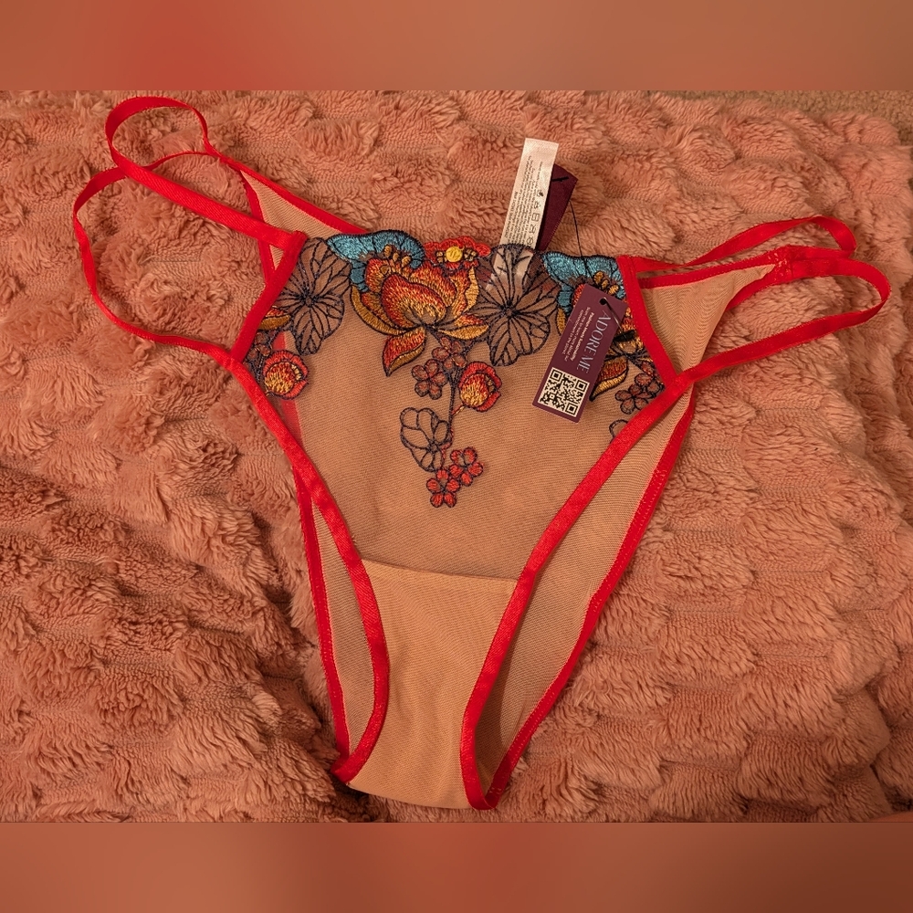 Adore Me Coral And Nude Floral Panties NWT NEVER WORN Women's Large
